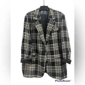 Vintage 80s Daniel Hechter Plaid 100% Wool Blazer